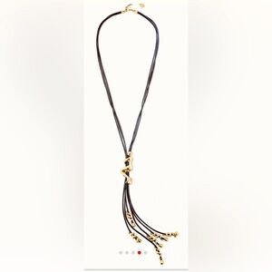 Ladies UNO de 50 18K gold-plated leather cord long necklace